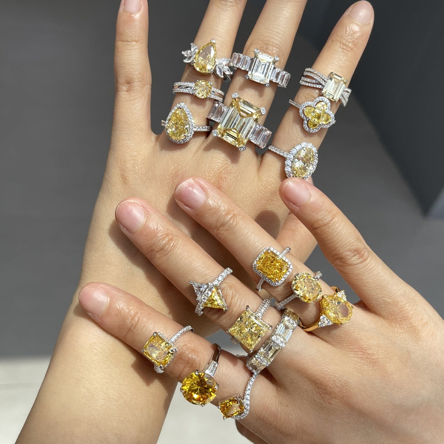 Classic noble shining ice flower cut high carbon diamond zircon ring - jewelry - weilin.com