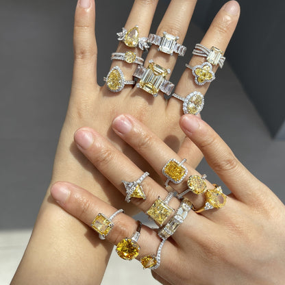 Classic noble shining ice flower cut high carbon diamond zircon ring - jewelry - weilin.com