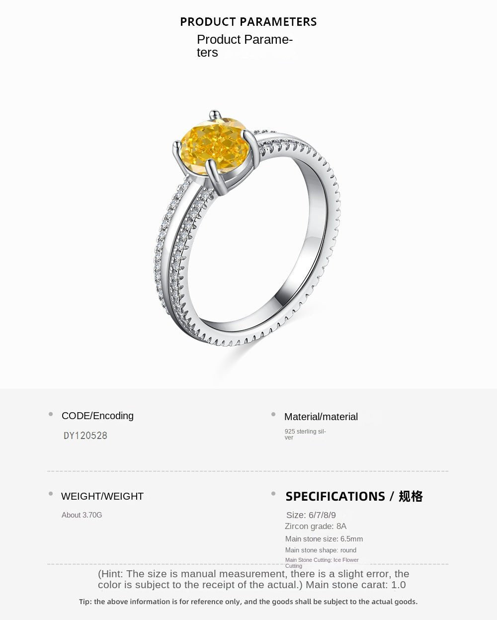 Classic noble shining ice flower cut high carbon diamond zircon ring - jewelry - weilin.com