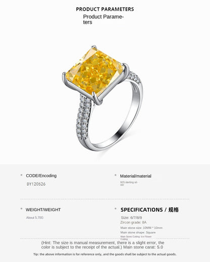 Classic noble shining ice flower cut high carbon diamond zircon ring - jewelry - weilin.com