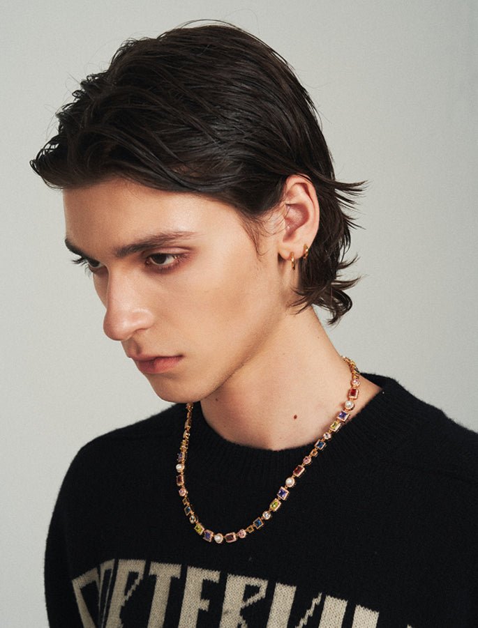 Colored diamond pearl necklace - jewelry - weilin.com