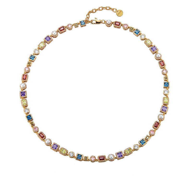 Colored diamond pearl necklace - jewelry - weilin.com