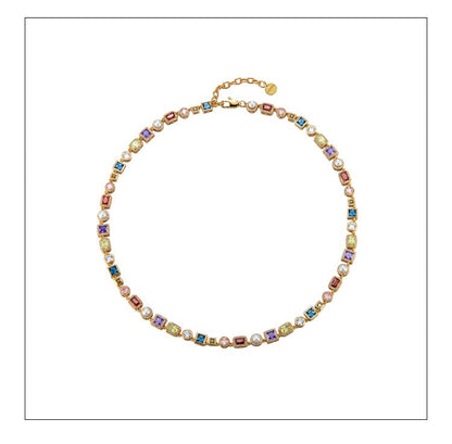 Colored diamond pearl necklace - jewelry - weilin.com