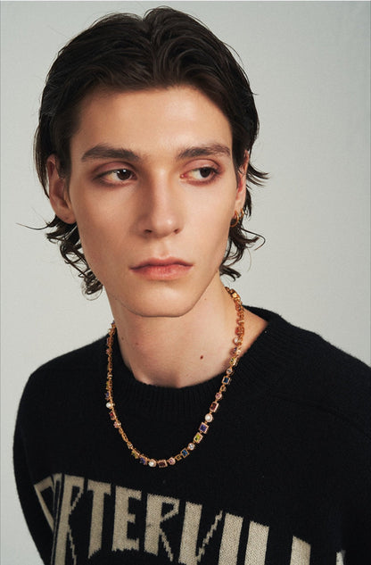 Colored diamond pearl necklace - jewelry - weilin.com