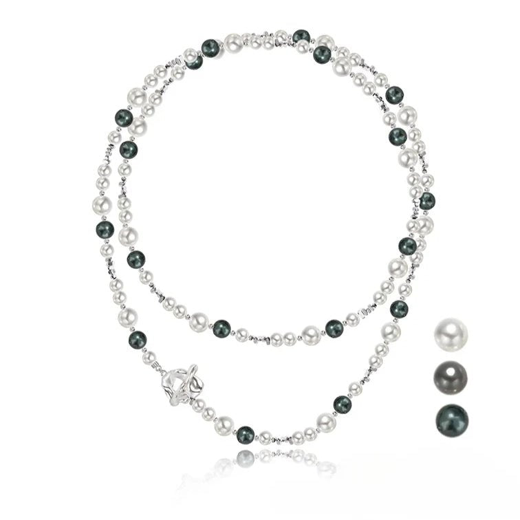 Colored pearl stacking necklace for clothing - jewelry - weilin.com