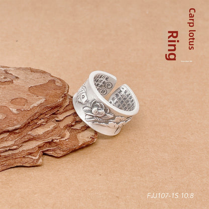 Colorful flower open sterling silver ring - jewelry - weilin.com