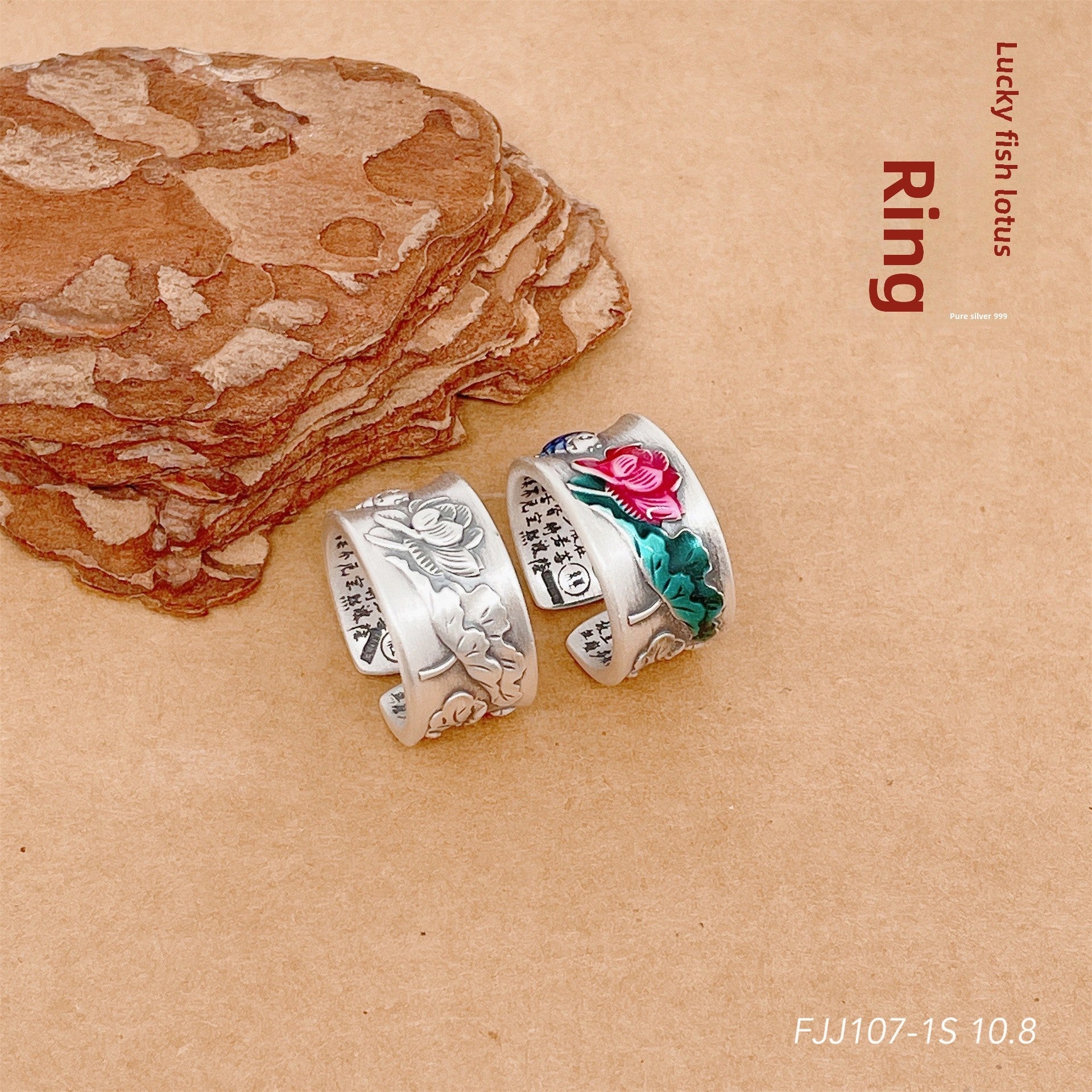 Colorful flower open sterling silver ring - jewelry - weilin.com