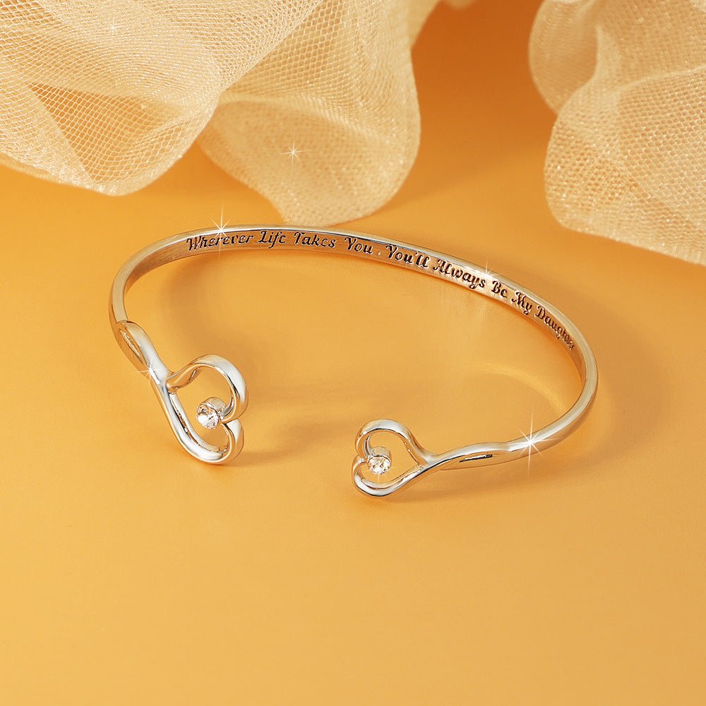 Corrosion engraved heart shape bracelet - jewelry - weilin.com
