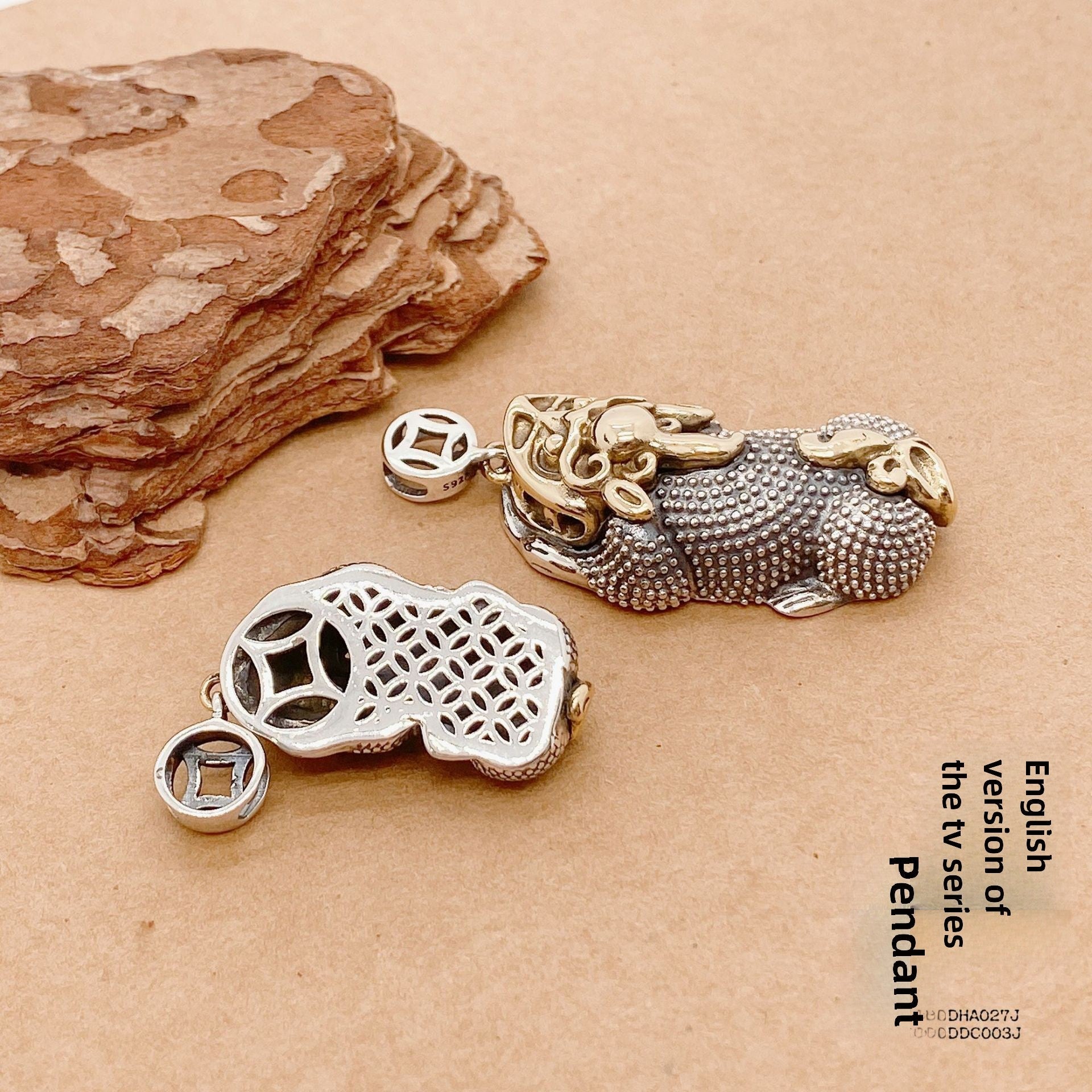 Couple 3D Pixiu Sterling Silver Pendant - jewelry - weilin.com