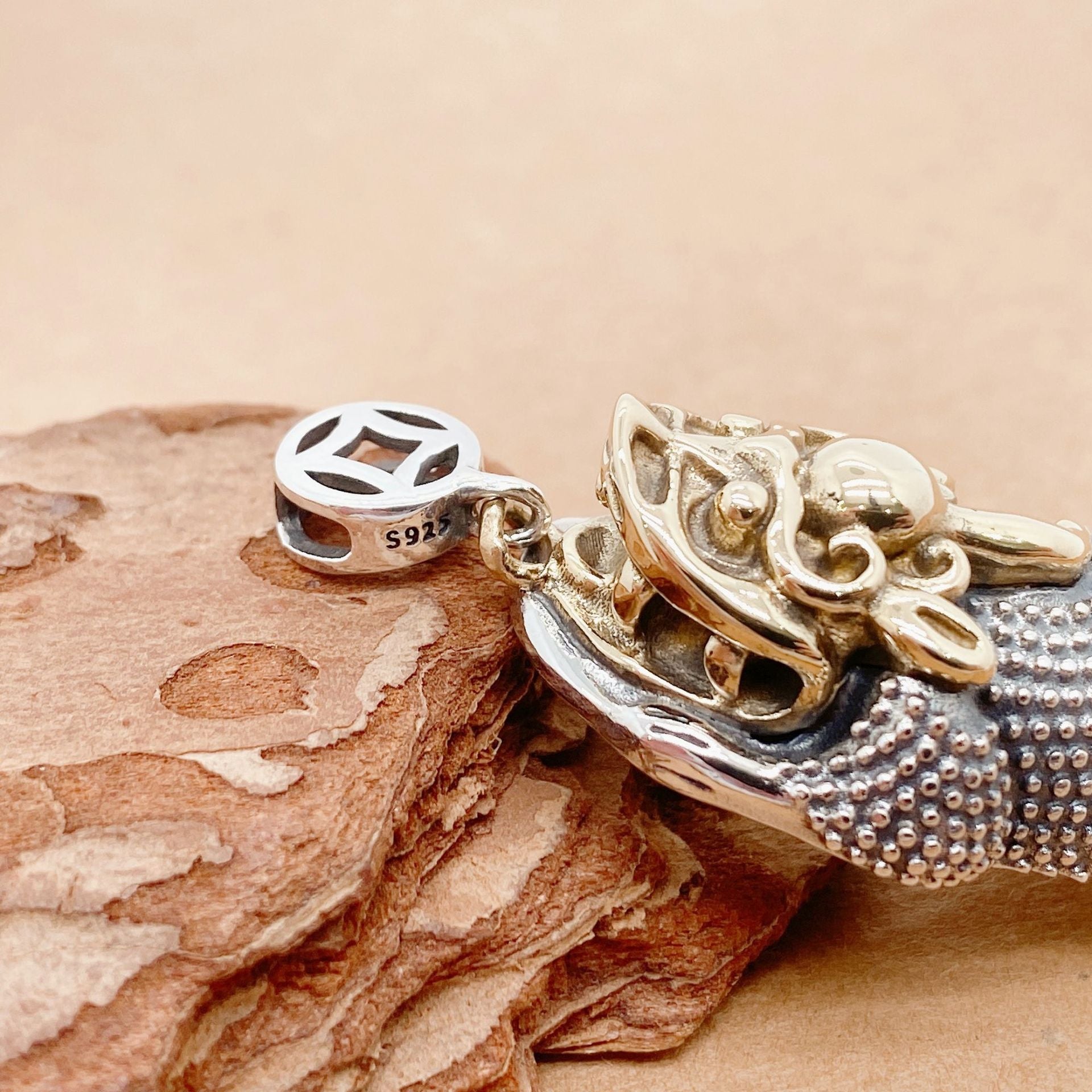 Couple 3D Pixiu Sterling Silver Pendant - jewelry - weilin.com