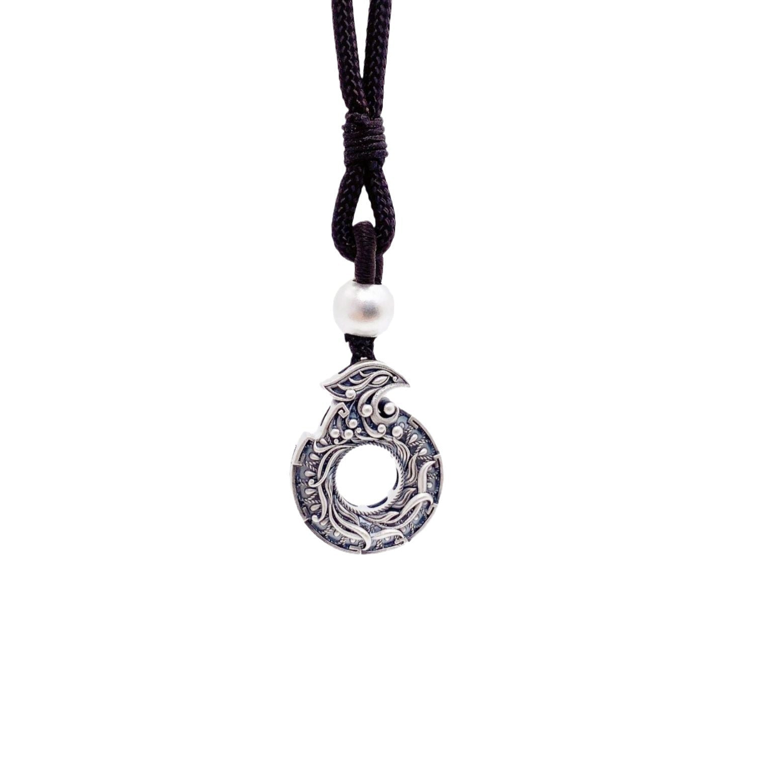 Couple's Ancient Dragon and Phoenix Sterling Silver Pendant Necklace - jewelry - weilin.com