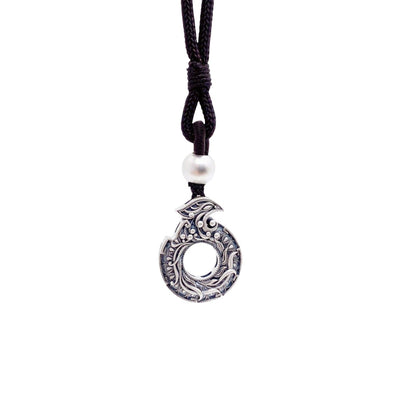 Couple's Ancient Dragon and Phoenix Sterling Silver Pendant Necklace - jewelry - weilin.com