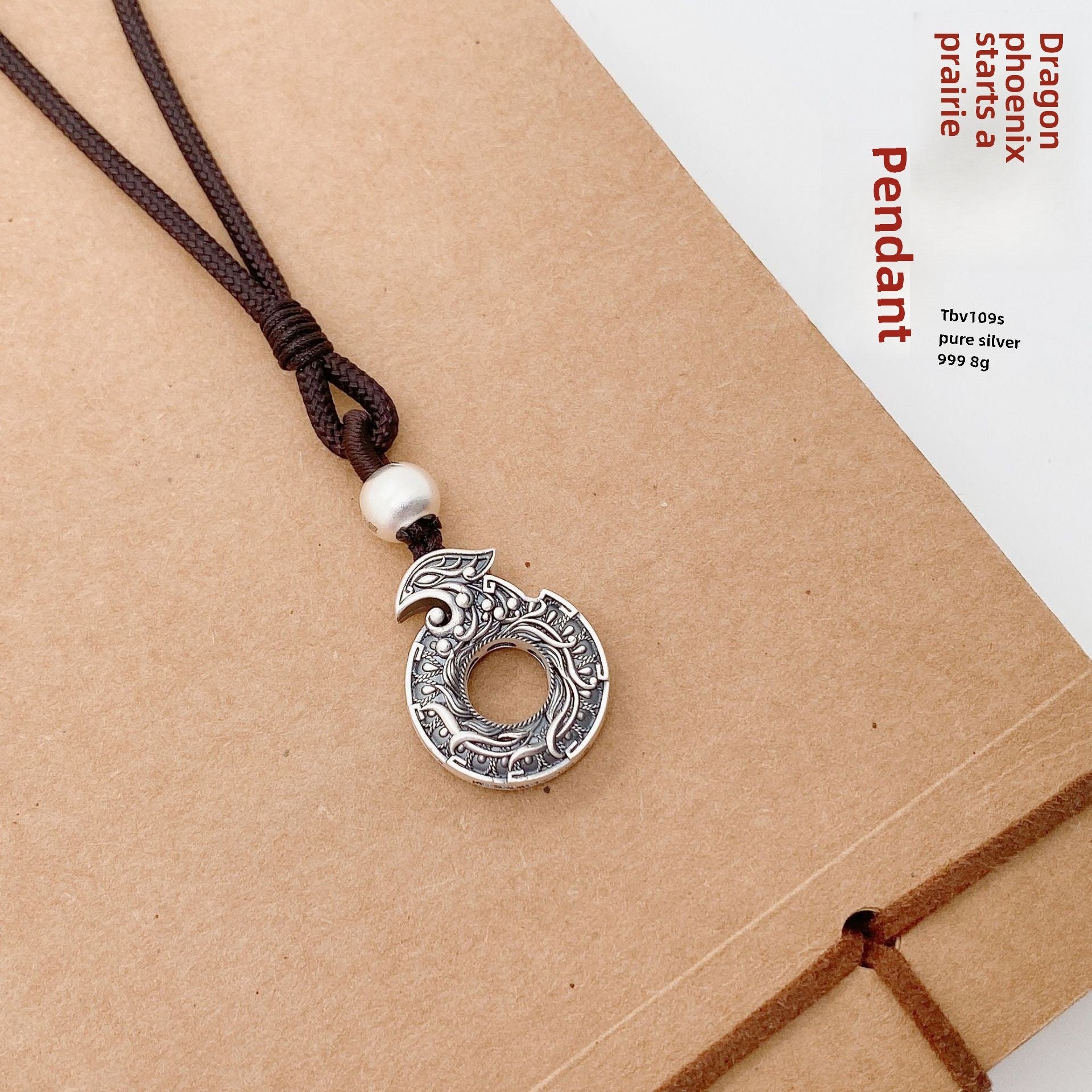 Couple's Ancient Dragon and Phoenix Sterling Silver Pendant Necklace - jewelry - weilin.com