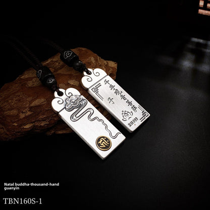 Couple's Chinese Zodiac Silver Pendant Necklace - jewelry - weilin.com
