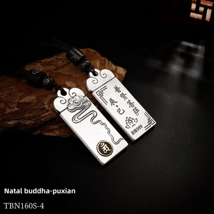 Couple's Chinese Zodiac Silver Pendant Necklace - jewelry - weilin.com
