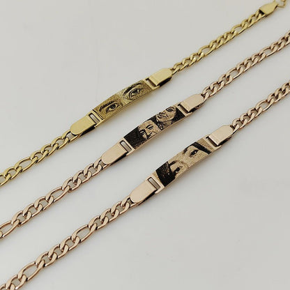 Custom engraved text picture bangle hand chain - jewelry - weilin.com