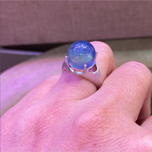 Natural Aquamarine Single Bead Ring