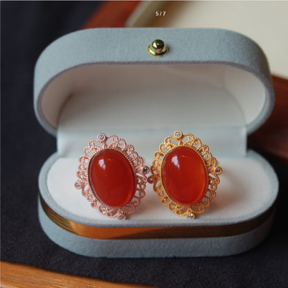 Natural Ice-Grade Red Agate Ring
