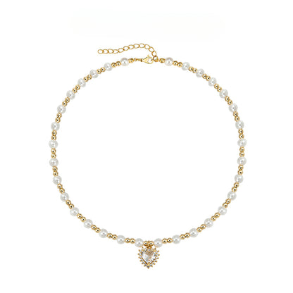 Hip-hop colored diamond heart necklace