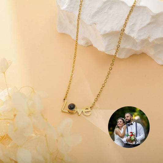 Photo projection letter necklace