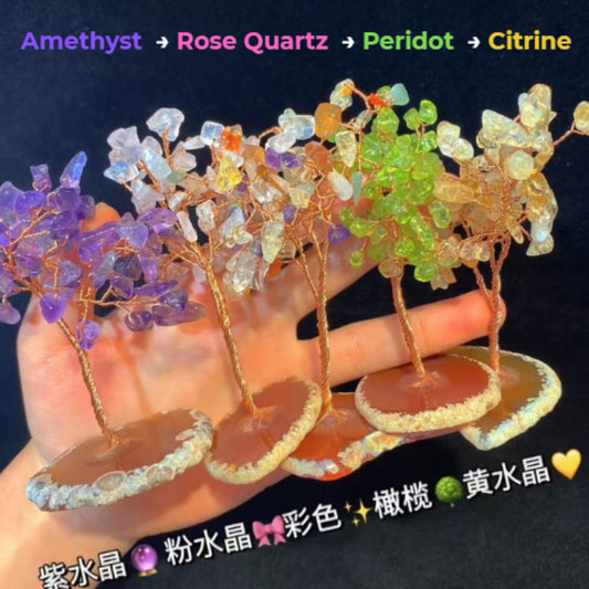 Natural Agate Slice Mini Money Tree