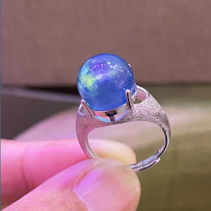 Natural Aquamarine Single Bead Ring