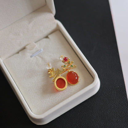 Natural Ice Red Agate Earrings