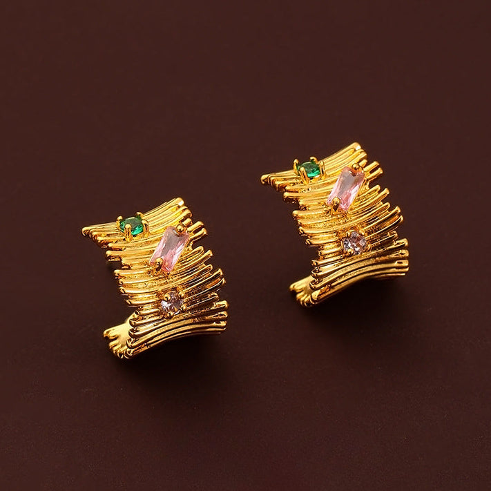 Irregular fashion design colorful zircon earrings - jewelryweilin
