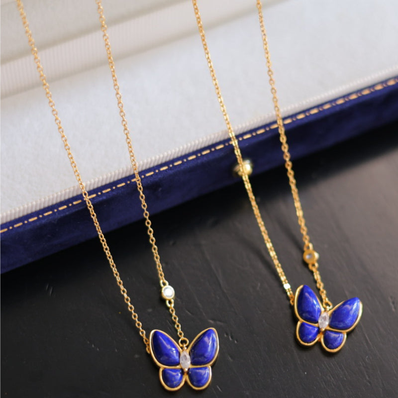 Natural Lapis Lazuli Butterfly Necklace