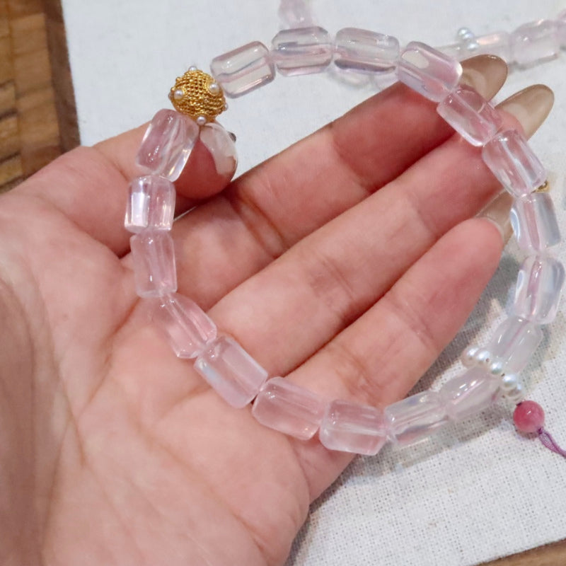 Natural Mozambique Rose Quartz Bracelet