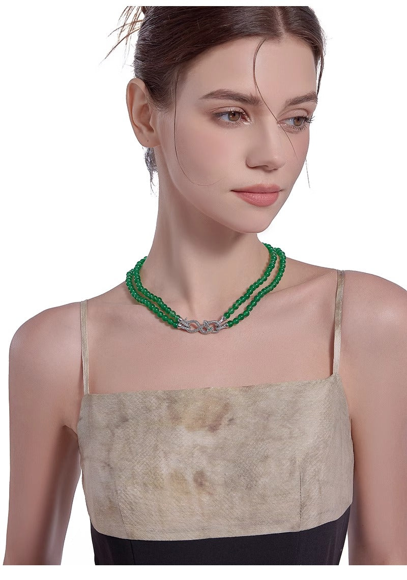 Green double-layer snake necklace