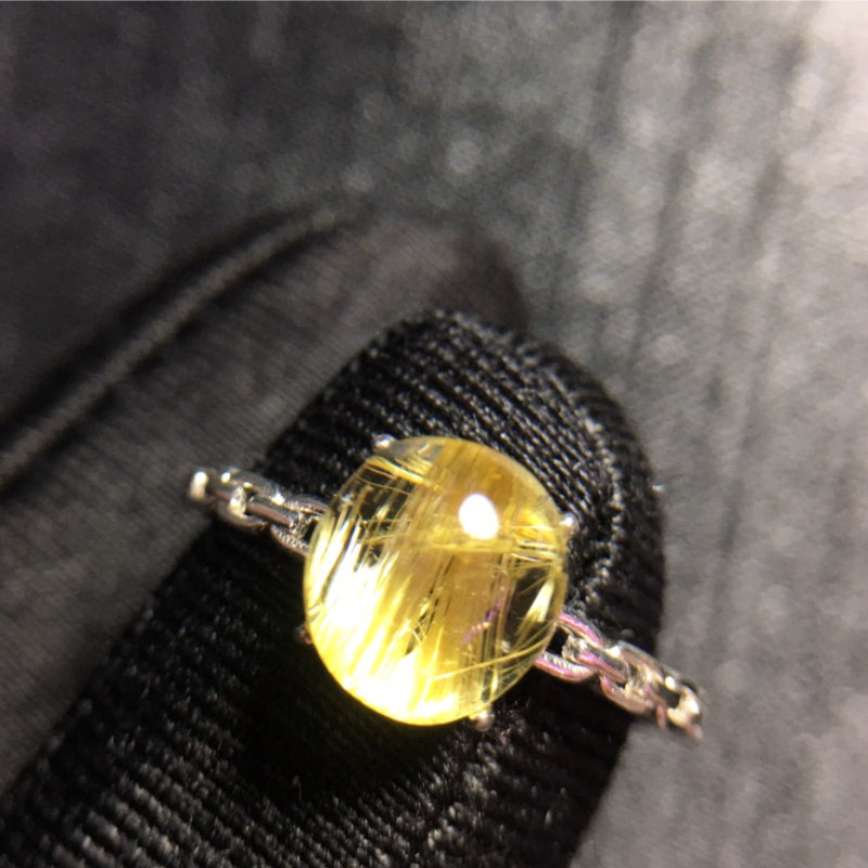 Natural Gold Rutilated Quartz Ring
