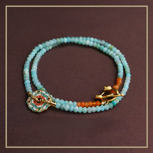 Chinese style fashionable colorful flower beaded necklace - jewelryweilin