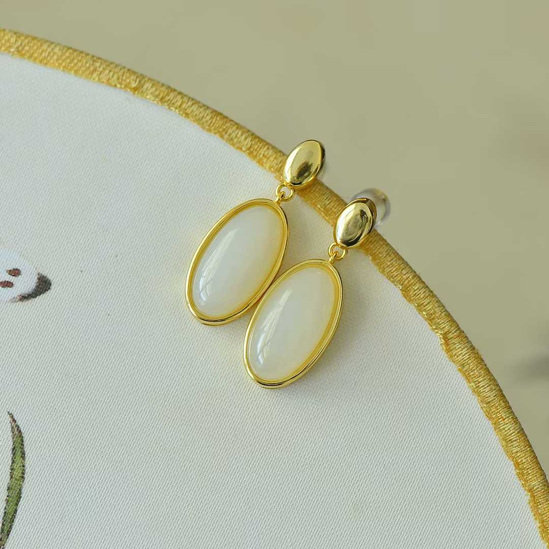 925 Silver Inlaid Nephrite "Completion Perfection" Earrings