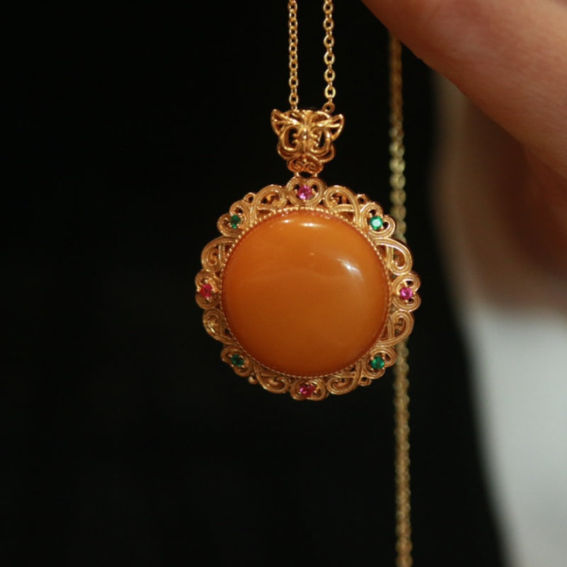 Natural Antique Beeswax Amber Pendant