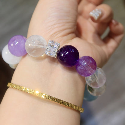 Natural Purple Multi-Gemstone Bracelet