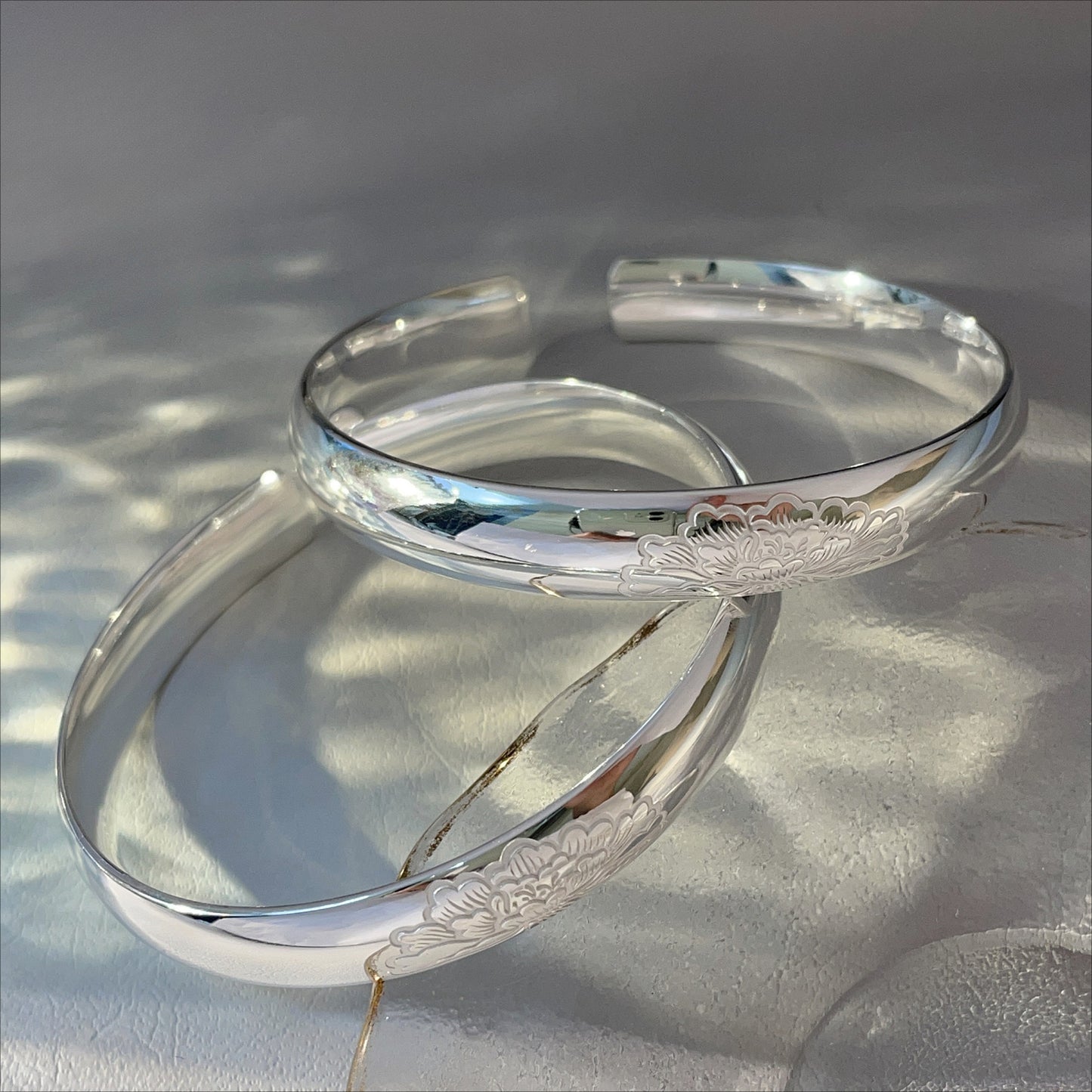 China Patterned solid sterling silver bracelet - jewelryweilin