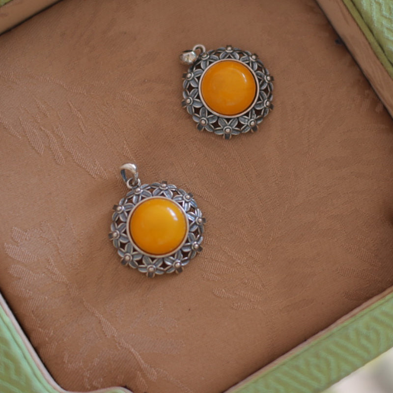 Natural Aged Beeswax Amber Pendant