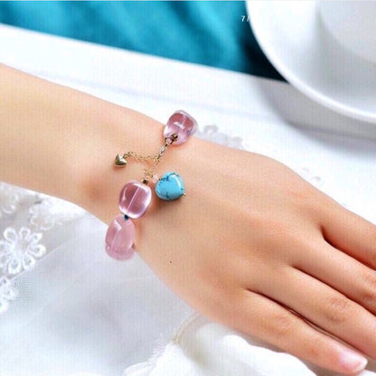 Natural Mozambique Star Rose Quartz Free-Form Bracelet