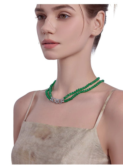 Green double-layer snake necklace