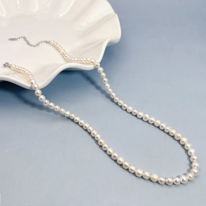 Delicate sterling silver pearl necklace - jewelry - weilin.com