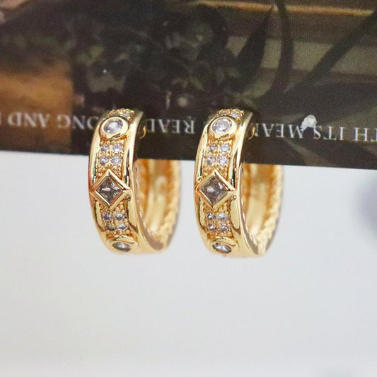 Designer gold micro - paved zircon exquisite earrings - jewelry - weilin.com