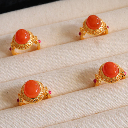 Natural Sichuan Nanhong Agate Ring