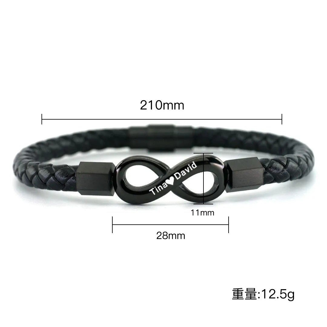 DIY engraved 8 - character leather cord bracelet - jewelry - weilin.com