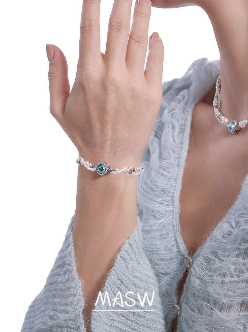 Double - layer wrapped pearl bracelet - jewelry - weilin.com