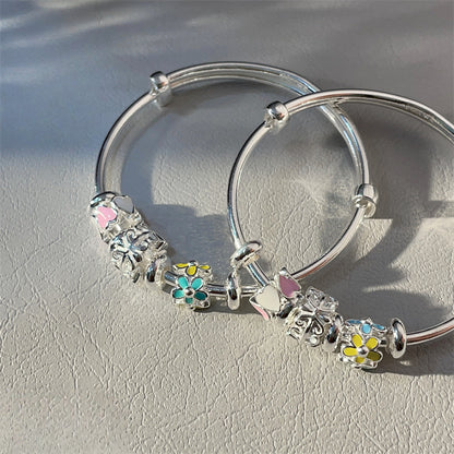 China A pair of sterling silver heart circle bracelets for children - jewelryweilin