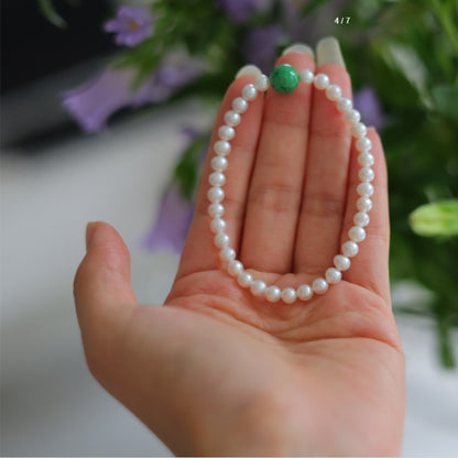 Natural Pearl & Jadeite Bracelet