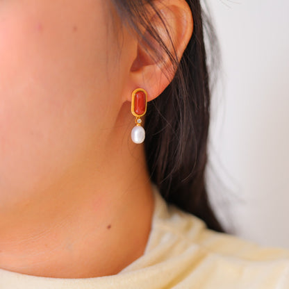 Natural Nanhong Agate Earrings