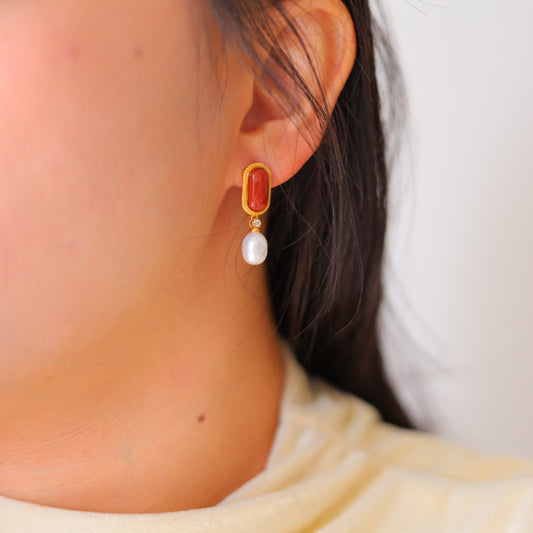 Natural Nanhong Agate Earrings