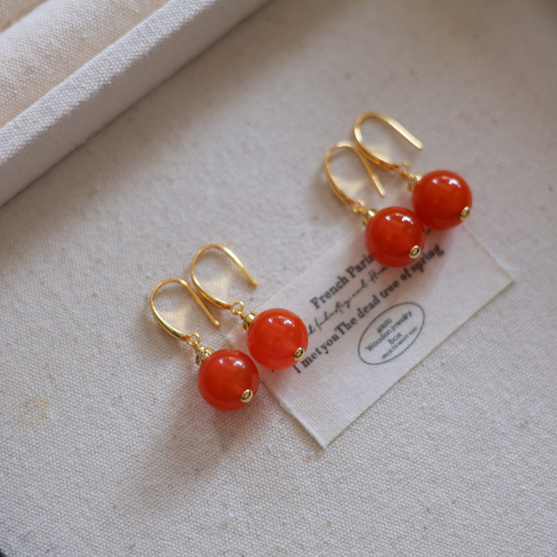 Natural Nanhong Agate Earrings